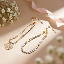 3 Beutel 3 Farben Eisen Kristall Strass Tennis Fußkettchen Sets für Frauen&nbsp;AJEW-HY0002-69