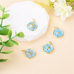4 pendentif en laiton émaillé doré océan&nbsp;KK-TADJ0001-32