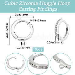 10 boucle d'oreille créole en laiton avec micro pavé de zircones cubiques&nbsp;KK-BBC0013-42