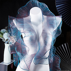 Ribete de tela de encaje plisado con volantes de organza de poliéster&nbsp;OCOR-WH0070-15A