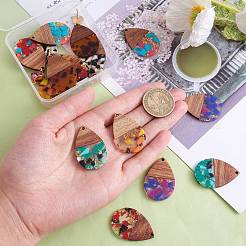 16 pièces 8 styles pendentifs en résine transparente et bois de noyer&nbsp;RESI-SZ0001-78