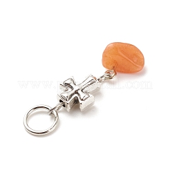 7 pièces 7 styles pendentifs en alliage de copeaux de pierre mélangés naturels et synthétiques de chakra&nbsp;PALLOY-JF01778-03