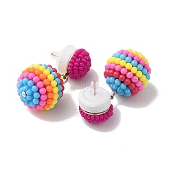 Orecchini pendenti con pallina rotonda in resina waxberry&nbsp;EJEW-O073-01G
