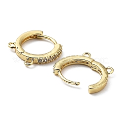 Reperti per orecchini a cerchio in zircone chiaro con micro pavé di ottone&nbsp;ZIRC-Q204-02G