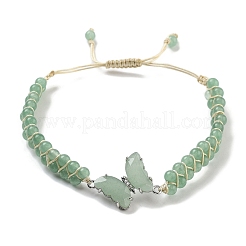 Braccialetti con perline rotonde intrecciate con avventurina verde naturale&nbsp;BJEW-K251-06G