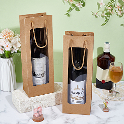 Rechteckige Papiertüten zum Verpacken von Blumensträußen und Wein mit Seilgriffen und sichtbarem Fenster&nbsp;ABAG-WH0072-001
