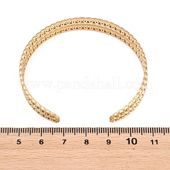 Brazaletes huecos de acero inoxidable 304 con puño abierto para mujer&nbsp;BJEW-F547-02G