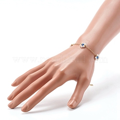 Perle di conchiglia e perline acriliche bracciali a maglie di fiori&nbsp;BJEW-TA00003-03