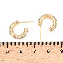 Pendientes de latón con circonitas cúbicas transparentes en forma de C&nbsp;EJEW-A156-11A-G