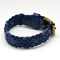 Trendige Unisex-lässigen Stil geflochtenen Hanf und Leder Armband Armbänder&nbsp;BJEW-L268-M
