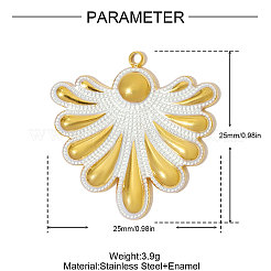 Anhänger aus weißem Emaille aus 304 Edelstahl&nbsp;STAS-OY005-12G
