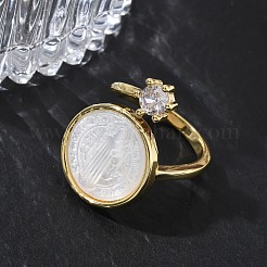 Messing Micro Pave klare Zirkonia Manschette offene Ringe&nbsp;KK-CBA56EF-41A-G