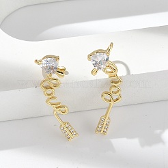 Orecchini a bottone in ottone con zirconi chiari e micro pavè&nbsp;EJEW-M077-11G