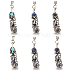 3 paire de 3 styles de pierres précieuses naturelles et synthétiques avec emembouts de cordon en alliage&nbsp;FIND-GF0008-97