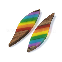 Pendentifs en résine et bois de noyer sur le thème arc-en-ciel de la fierté&nbsp;WOOD-K012-12D