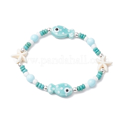 Bracelets extensibles pour femmes en turquoise synthétique&nbsp;BJEW-JB11793-02