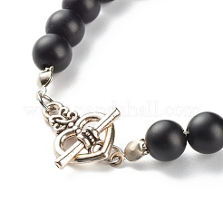 Bracciale tondo opaco con perline in pietra nera sintetica&nbsp;BJEW-JB06963