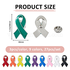 27 épingle en émail avec ruban de sensibilisation de 9 couleurs&nbsp;JEWB-FH0002-64