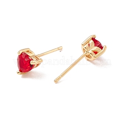Orecchini a bottone con cuore in zirconi&nbsp;EJEW-F282-18-G