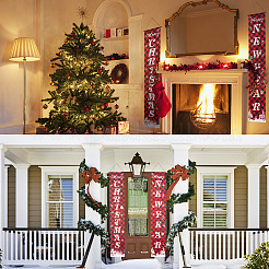 Polyester hängendes Zeichen für Home Office Haustür Veranda begrüßen Weihnachtsdekorationen&nbsp;AJEW-WH0129-49