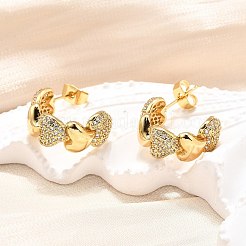 Orecchini a bottone da donna in ottone con micro pavé di zirconi trasparenti&nbsp;EJEW-U056-02B-G