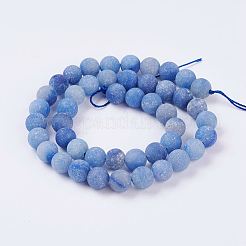 Brins de perles d'aventurine bleue naturelle teintes et chauffées&nbsp;G-J376-31-8mm