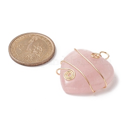 Pendenti avvolti in filo di rame al quarzo rosa naturale&nbsp;PALLOY-JF02042-01