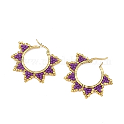 Boucles d'oreilles créoles en perles de verre&nbsp;EJEW-MZ00750-02