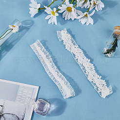 Giarrettiere da sposa elastiche in pizzo poliestere con motivo floreale&nbsp;AJEW-WH0470-01
