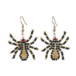 Orecchini pendenti di Halloween con perline di vetro.&nbsp;EJEW-MZ00769