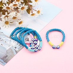 Bracelets extensibles perlés heishi en pâte polymère à la main&nbsp;BJEW-JB06139