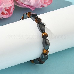 Tigre naturale braccialetti di stirata occhio tondo&nbsp;BJEW-G072-14