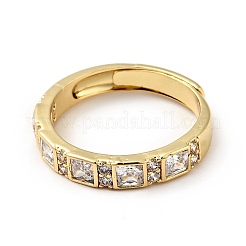 Rechteckiger verstellbarer Ring aus klarem Zirkonia&nbsp;RJEW-I087-03G