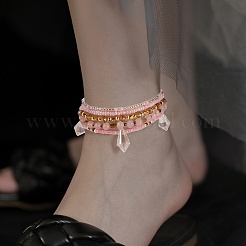 Perline di semi di vetro scintillanti 5 cavigliera a strati&nbsp;AJEW-SW00006-02