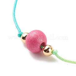 Bracelet en perles rondes tressées en bois naturel&nbsp;BJEW-JB08564