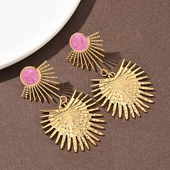 Boucles d'oreilles pendantes Sun en acier inoxydable 304 émaillé&nbsp;EJEW-B156-04G