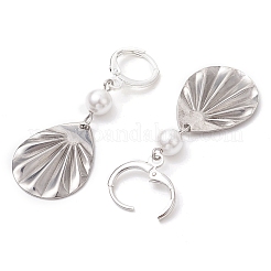 201 orecchini a cerchio in acciaio inossidabile con perle di conchiglia&nbsp;EJEW-JE06181-02
