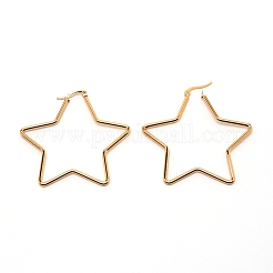 Orecchini a cerchio grandi in acciaio inossidabile star 201 per ragazze e donne&nbsp;EJEW-TAC0011-03G