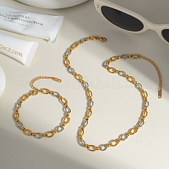 Edelstahl-Sets mit ovalen Gliederkettenarmbändern und Halsketten für Damen&nbsp;QE8040-1
