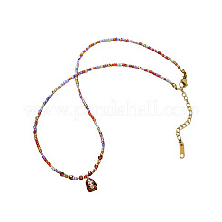 Collana da donna con ciondolo a forma di pulcino in ottone smaltato e perline di zirconi cubici.&nbsp;WGAF5A7-01