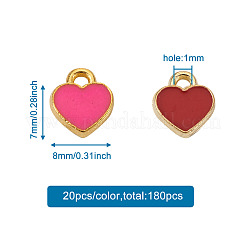 180 pièces 9 couleurs breloques en émail en alliage de zinc&nbsp;ENAM-CW0001-07