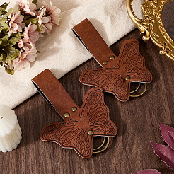 Ciondolo a forma di farfalla in pelle PU con cintura medievale. con anello in lega&nbsp;HJEW-WH20012-09B