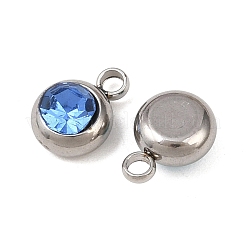 Breloques en acier inoxydable avec strass et pierre de naissance 201&nbsp;STAS-G368-01P