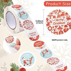 3 rouleau de 3 styles d'autocollants en papier auto-adhésifs à pois ronds de Noël&nbsp;DIY-FS0010-32A