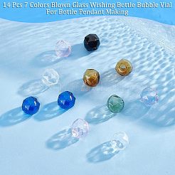 14 stücke 7 farben mundgeblasenem glas wishing flasche blase fläschchen&nbsp;GLAA-NB0001-45