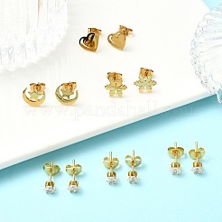 Boucles d'oreilles à tige en acier inoxydable 304 avec micro pavé de zircones cubiques pour femmes&nbsp;EJEW-B112-01G-03