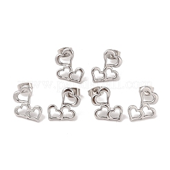 Boucles d'oreilles à triple cœur en acier inoxydable 304&nbsp;EJEW-K279-04P
