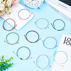 10 Stück 10 Farben zweifarbige geflochtene Armbänder aus Polyesterkordel für Freundschaft&nbsp;BJEW-UN0001-66