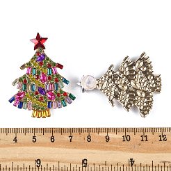 Orecchini a bottone in lega di strass natalizi per donna&nbsp;EJEW-U024-01G-02