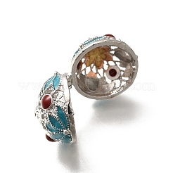 Pendenti in ottone con gabbia di perle smaltate&nbsp;KK-M313-42P-01